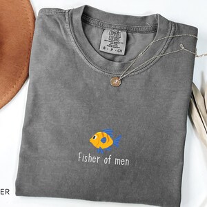 Christian Fisher of Men Tee, Faith Streetwear Shirt, Comfort Colors Fish Design,Jesus Bible Gift for Youth,Fisher of Men Shirt, Sea Life Tee