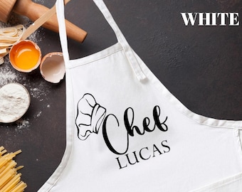 Gepersonaliseerde schort, peuterschort, aangepaste schort, schort voor chef-kok, keukenschort, schattige kinderschort, keukenschort, aangepaste schort voor kinderen, schort