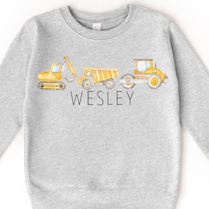 Gepersonaliseerd kindersweater, constructie kindershirt, peutersweatshirt, peutercadeaus, jongensshirt, aangepast sweatshirt, uitrustingsshirt