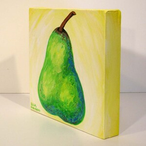 Pear painting Original art Painting on canvas Fruit painting Kitchen art Still life Home decor Acrylic painting Wall art image 3