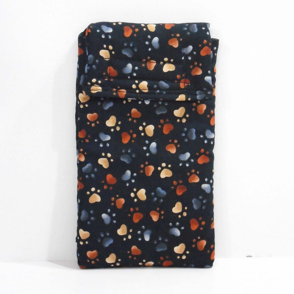 Earth tone  paw print phone pouch - glasses case - Cell phone case - Cloth phone case - fabric phone case - dog prints - cosmetic case