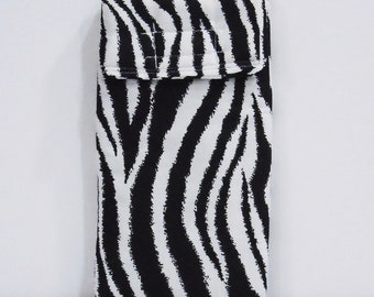 Zebra phone case - Cell phone case - Sunglasses case - Fabric phone pouch - Fabric phone case - Cosmetics case - Glasses case - Smartphone