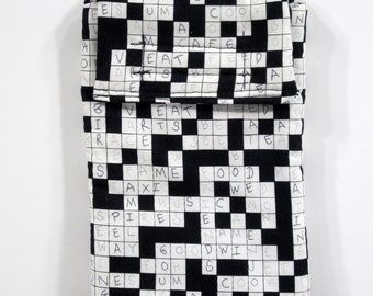 Large cell phone case,  Gadget pouch, Sunglasses case, Fabric phone pouch, Crossword phone case, Fabric phone case, Large, Crossword print