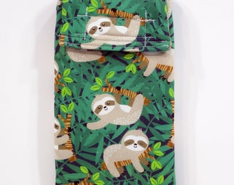 Sloth cell phone case, glasses case, Cell phone case, Cloth phone case, fabric phone case, fabric pouch, cosmetic case, phone pouch, sloths