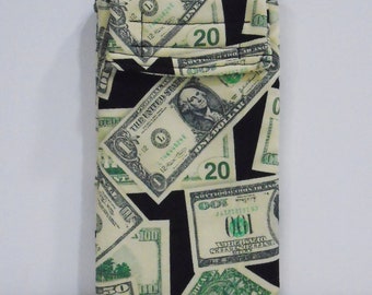 Money phone case - Cell phone case - Sunglasses case - Dollars - Money - Fabric phone case - Cosmetics case - Glasses case - Smartphone