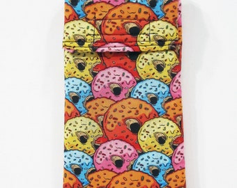 Donuts smartphone case, Cell phone case, Sunglasses case, Fabric phone pouch, Fabric phone case, Cosmetics case, doughnut phone case, donuts