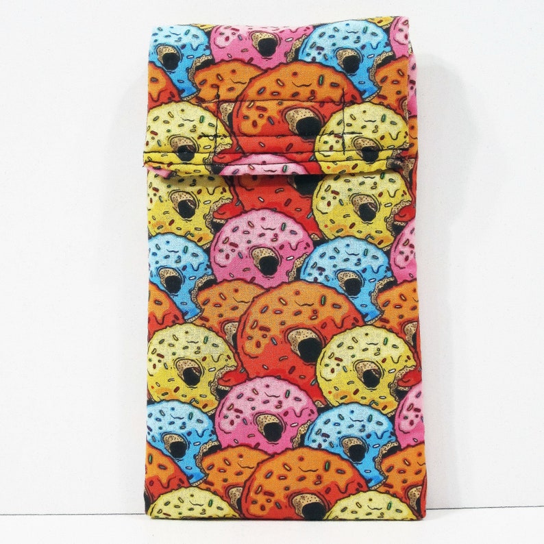 Donuts smartphone case, Cell phone case, Sunglasses case, Fabric phone pouch, Fabric phone case, Cosmetics case, doughnut phone case, donuts image 1