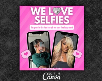 We Love Selfies Flyer, DIY Socia Media Flyer, Send Us Your Selfies Flyer, Tag Us Flyer, Bookings Available Flyer