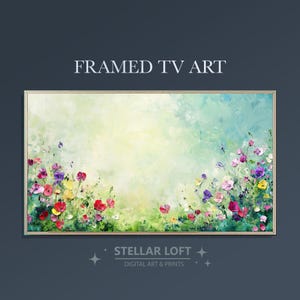 Minimal Wildflowers, Abstract Botanical Floral Oil Painting for Frame TV, Digital download for your Smart Frame TV