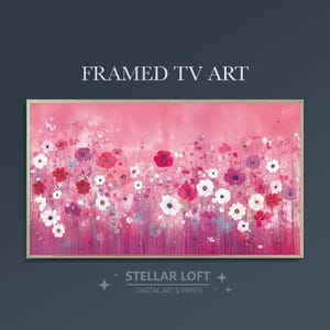Pink Wildflower in Calm, Botanical Floral Oil Painting for Frame TV, Digital download for your Smart Frame TV