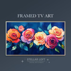 Moody Garden Roses, Botanical Floral Oil Painting for Frame TV, Digital download for your Smart Frame TV