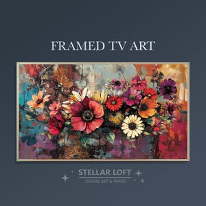 Moody Floral, Abstract Botanical Floral Oil Painting for Frame TV, Digital download for your Smart Frame TV