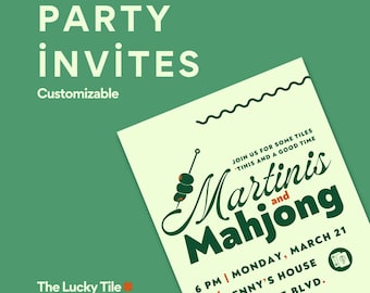 Mahjong and Martinis Party Invitation - Custom