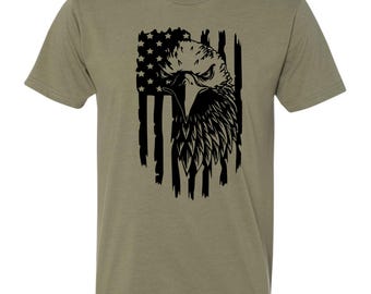 Camiseta con la bandera del águila calva / Camiseta con el águila patriótica de EE. UU. / Camiseta con gráfico de la bandera del águila calva / Camiseta patriótica de la libertad. Elige el diseño delantero o trasero.