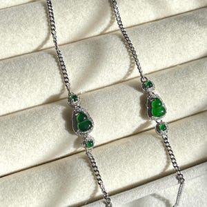 Natürliche Guatemaltekische grüne Jadeit Jade Kürbis Kette Armband