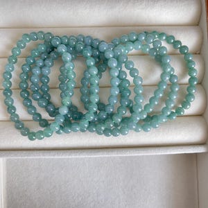 Pulseira de contas de jade guatemalteca azul-esverdeado claro, contas de 5,7 mm