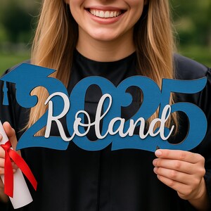 Personalized Graduation Sign 2025 – Custom Name Class of 2025 Photo Prop with Graduation Cap – Senior Picture Sign Keepsake