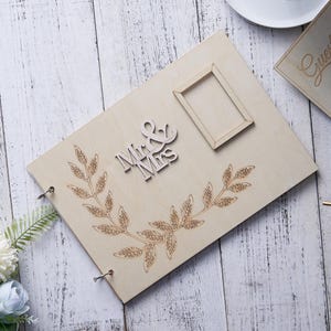 Personalized Wedding Guest Book, Custom Wedding Album, Wedding Sign in Book, Wood Guest Book