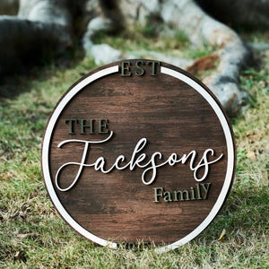 Established Round Sign for Family, Design Own Sign, Last Name Wooden Sign for Family Gift,  Anniversary Gift, Signs for Home, Wall Hanging