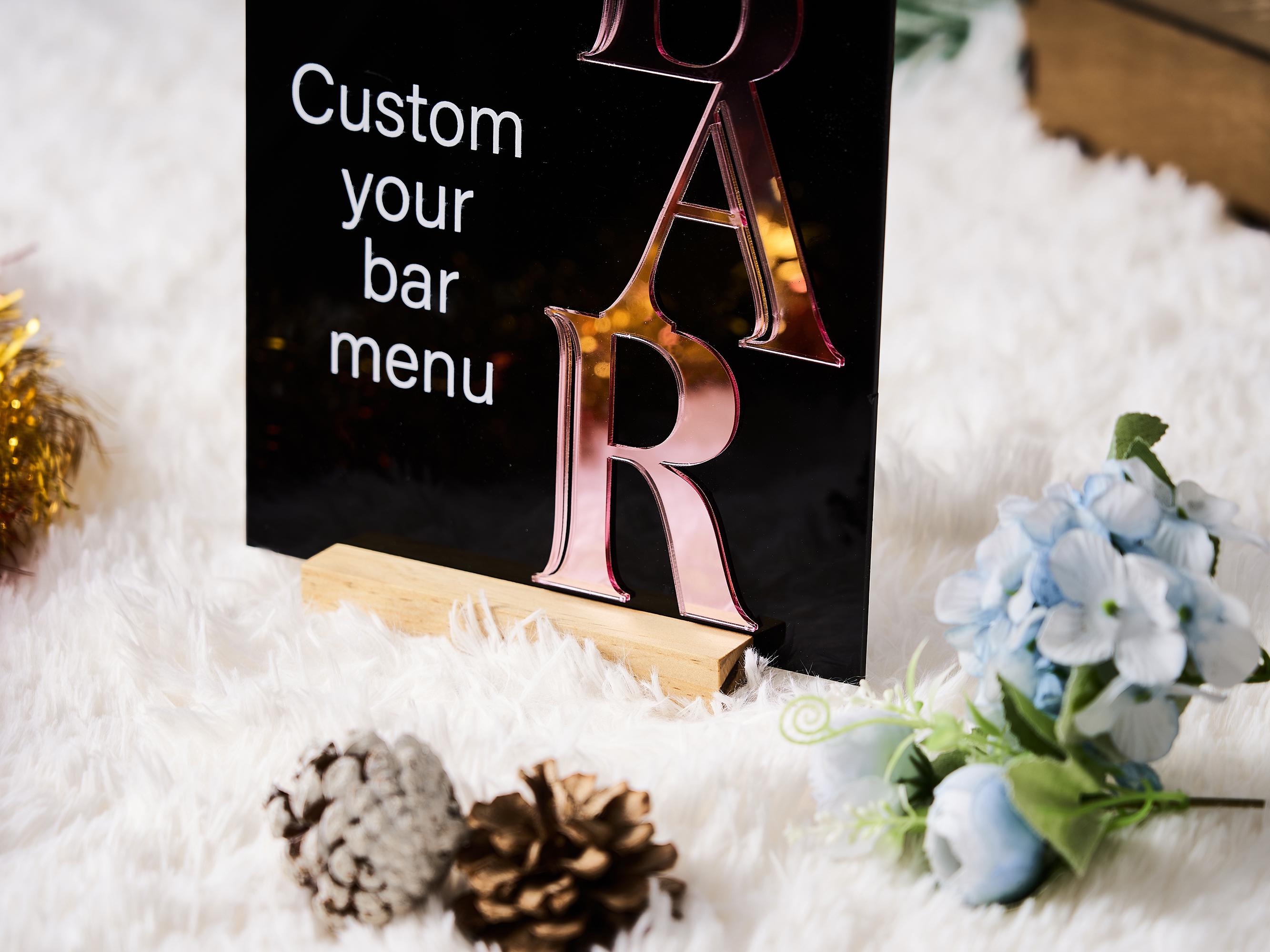 Acrylic Bar Sign, Custom Text Bar Sign, Your Own Design Bar Sign ...