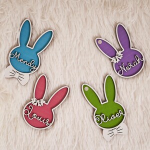 Personalised Easter Basket Bunny Tags, Basket Gifts, Bunny Name Plaque, 3D Baby Name Gift, Custom Wooden Name Sign for Kids