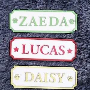 Personalized Pet Name Sign - Indoor & Outdoor Pet Name Tag - Dog House Sign-Pet Nameplate-Custom Dog or Cat Name Plaque-for Crate hanging