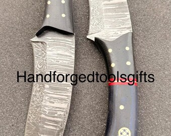 Cuchillo de caza, cuchillo desollador de acero de Damasco, cuchillo de camping americano con mango de Micarta, cuchillo EDC de hoja fija, cuchillo personalizado, regalo de cumpleaños