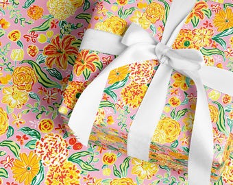 Wrapping Paper Flowers | Preppy Gift Wrap {Christmas, Holiday, Birthday, Gift Wrap}