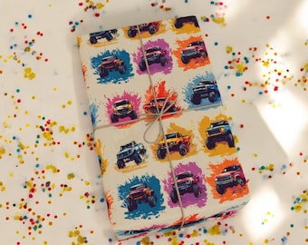 Monster Truck Wrapping Paper | Birthday Party | Smash And Crash | Boy Wrapping Paper | Kids Gift Wrap | Monster Jam | Gift Wrap