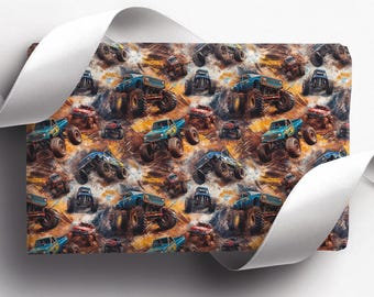 Monster Truck Wrapping Paper | Birthday Party | Smash And Crash | Boy Wrapping Paper | Kids Gift Wrap | Monster Jam | Gift Wrap