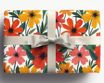 Blumen Aquarell Geschenkpapier | Niedliche Blumengeschenkverpackung (Weihnachten, Urlaub, Geburtstag, Geschenkverpackung}