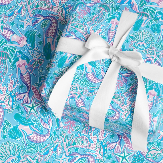 Mermaid Wrapping Paper | Preppy Mermaid Nautical Gift Wrap {Christmas, Holiday, Birthday, Gift Wrap}