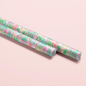 preppy coastal christmas wrapping paper, pink, green, Charleston, illustration, sketch, southern, fun, cute, holiday gift wrap