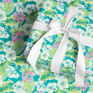 Wrapping Paper - Hawaii Hibiscus | Preppy Tropical Gift Wrap {Christmas, Holiday, Birthday, Gift Wrap}