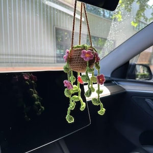 Crochet Plant Car Hanging,Car hanging plant, Car Decor, car accessory for Women