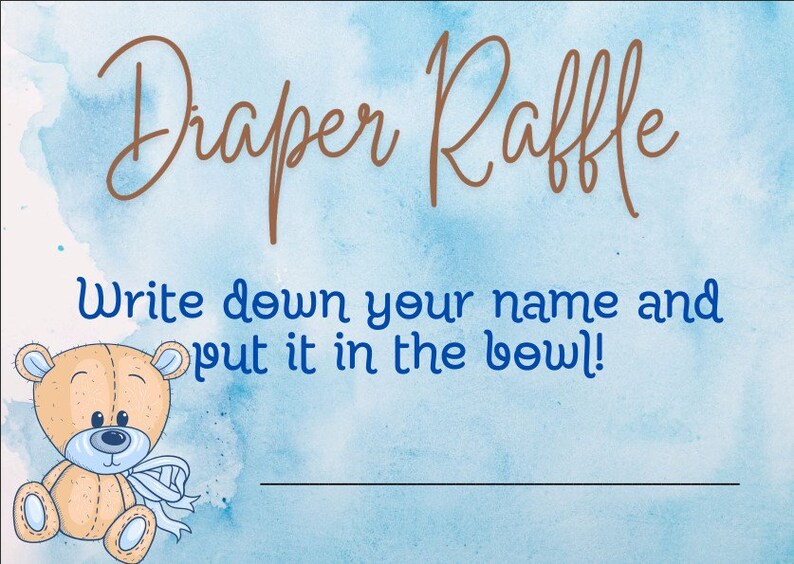 Draper Cursive Baby Shower Diaper Raffle Cards - Etsy
