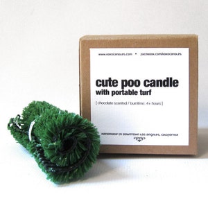 Cute POO Candle with Portable Turf chocolate scented image 3