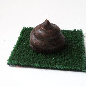 Cute POO Candle with Portable Turf chocolate scented image 1