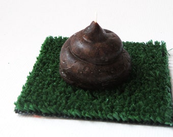 Cute POO Candle with Portable Turf - chocolate scented