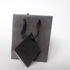 12 Small Tiny Gift Bags with Tag & Rope Handles 3 x 3.5 Dark Grey/Brown gifts, favors, packaging, SO CUTE image 4