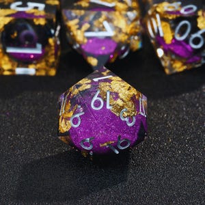 Gold Foil Liquid Core Dice Set: Galaxy Resin D&D Dice