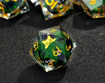Black Cat Liquid Core Resin Dice Set: Sharp Edge DnD Dice