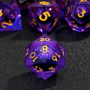 Mix Color Dragon Eye Dice Set | Cat Eye Dice | Handmade Sharp Edge Resin Dice for DnD, TTRPG, RPG, Dungeons and Dragons, Halloween Gifts