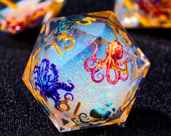 Juego de dados Cthulhu Liquid Core: Dados de rol Eldritch Octopus DnD, regalo de Halloween