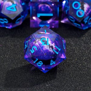 Purple Dragon Eye Dice Set | Black Cat Eye Dice | Handmade Sharp Edge Resin Dice for DnD, TTRPG, RPG, Dungeons and Dragons, Easter Gift