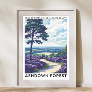 Ashdown Forest Travel Print Wall Art, Ashdown Forest Wall Hanging Home Decor, Ashdown Forest Gift Art Lovers Wall Artwork, AONB Print, A0