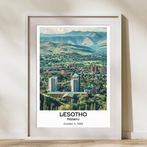 Maseru Travel Print Lesotho Art | Maseru Lesotho Gift Art Poster | Home Decor Decoration | Lesotho Print Artwork Travel Gift | Illustration