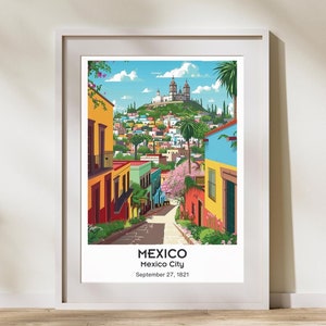 Mexico City Travel Print Mexico Art | Mexico City Gift Art Poster | Home Decor Decoration | Mexico Print Artwork Travel Gifts Painting Wall