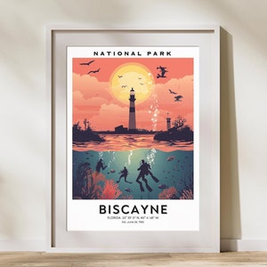 Biscayne National Park Travel Poster, Biscayne Travel Print, USA Art, Florida Art, Wall Art, Home Decor, Biscayne Vintage Travel Art Gift