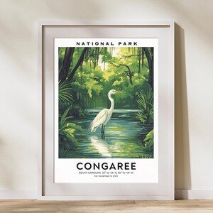 Congaree National Park Travel Poster, Congaree Travel Print, USA Art, South Carolina Art, Wall Art, Home Decor, Congaree Vintage Travel Gift